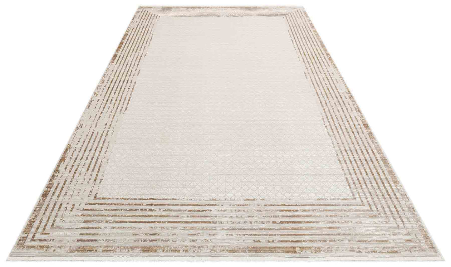 MHL 01 CREAM GOLD  - MAHAL - Art Deco Desenli Yüksek Kalite Sık Dokuma Salon Halısı