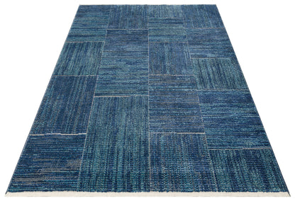 LT 02 NAVY  - LOTTO - Hav Toz Vermez Modern Sade Desenli Makine Halısı