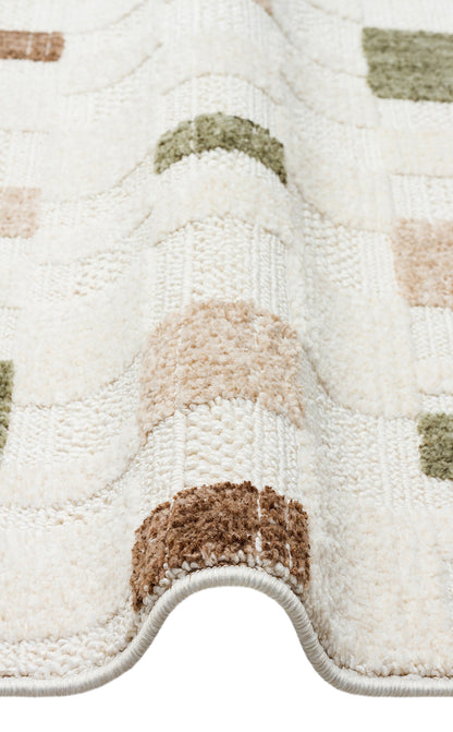 JOY 02 GREEN BEIGE  - JOY - Hav Toz Vermeyen Yumuşak dokulu Modern Makine Halısı