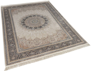 Vendome Palace 5471 Lacivert Krem - Viskon Bambu Halı | Dokuma Salon Halısı