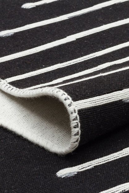 Arya AR 15 Siyah - Yıkanabilir Çift Taraflı Modern Dokuma Kilim