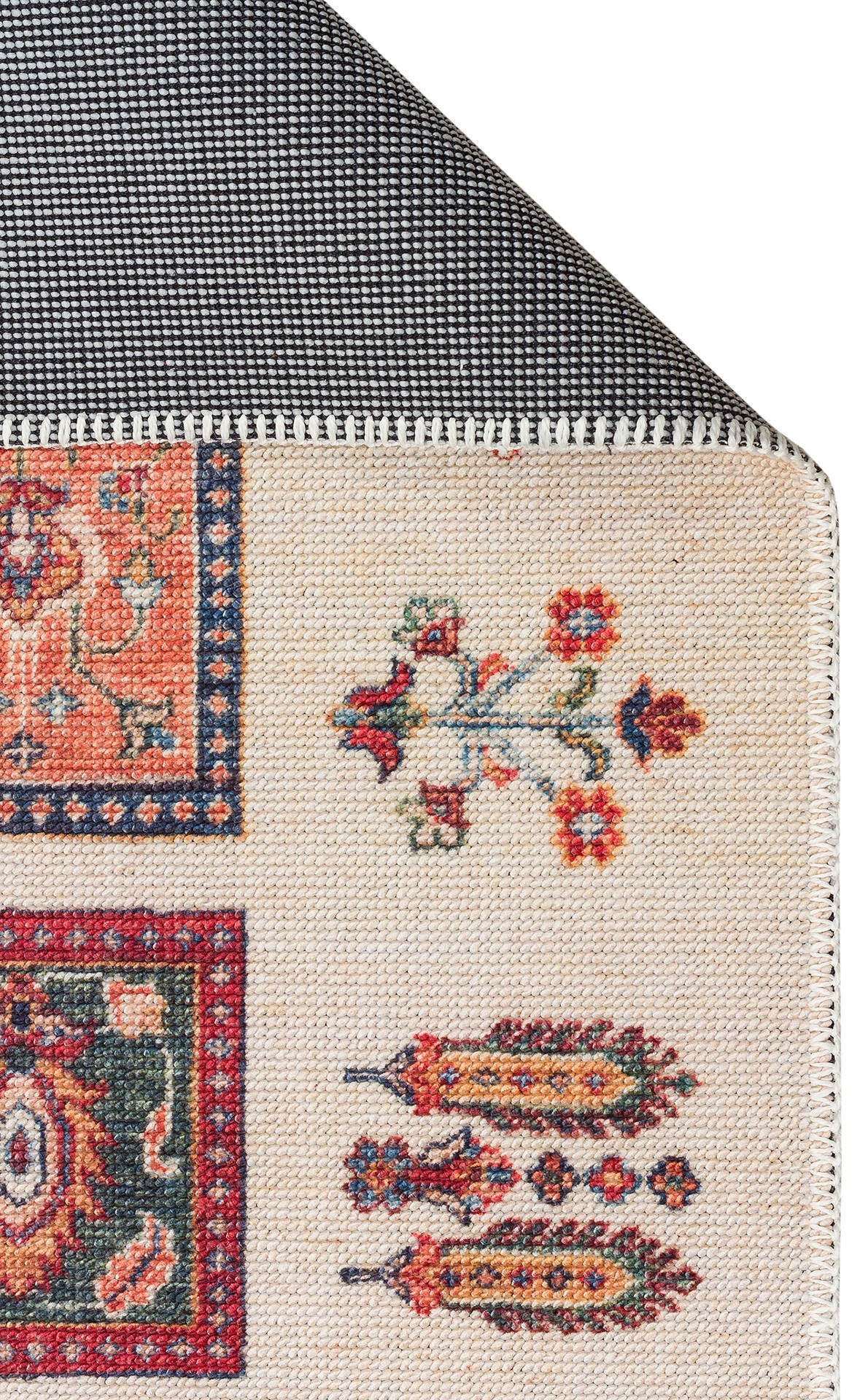 ELS 103 CREAM MULTY  - ELISTA - Vintage Desenlere Sahip Kaydırmaz Yıkanabilir Modern Halı