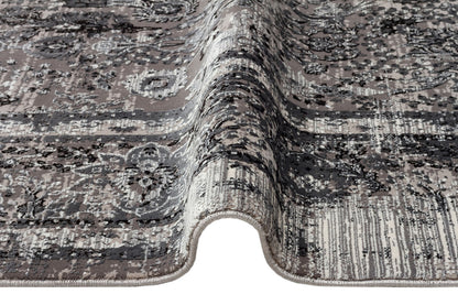 FRESCO XW FS 29 Gri Siyah - Işıltılı Dokuma Bambu Viskon Salon Halısı