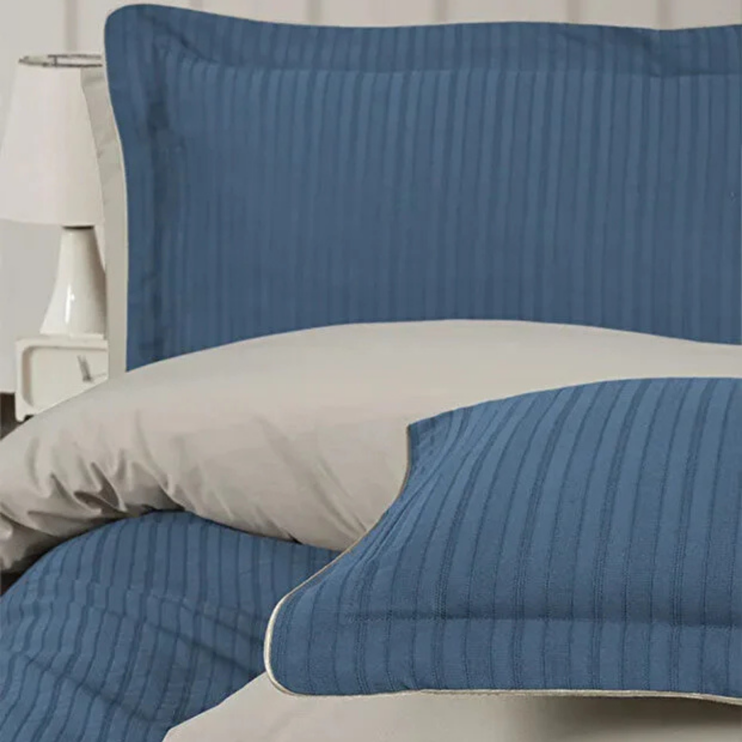 Armürlü Nevresim Takımı İndigo Çift Kişilik