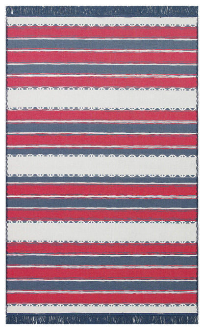 Arya Craft ARC 05 Kırmızı Lacivert  - Yıkanabilir Çift Taraflı Modern Dokuma Kilim