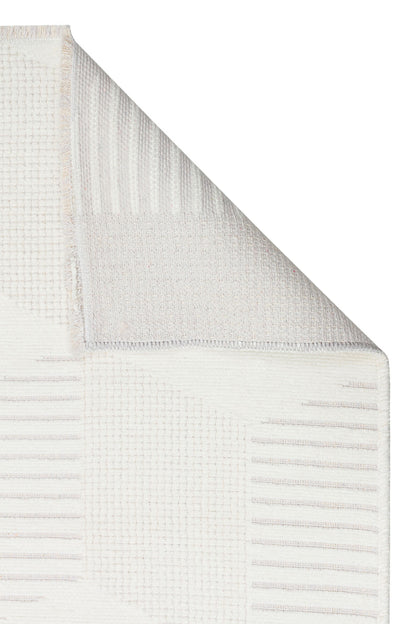 Ada 01 Krem - Yıkanabilir Kaymaz Hav Yapmaz Modern Düz Dokuma Kilim