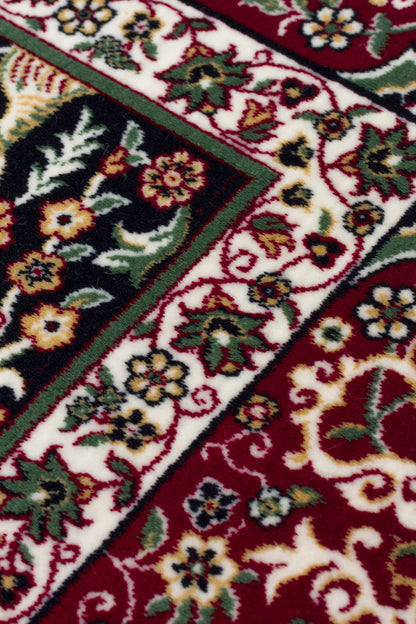 Sateen Afghan SCD 02 - Etnik Desenli Bordo Makine Halısı – Yıkanabilir, Kaymaz Taban, Hav Vermez