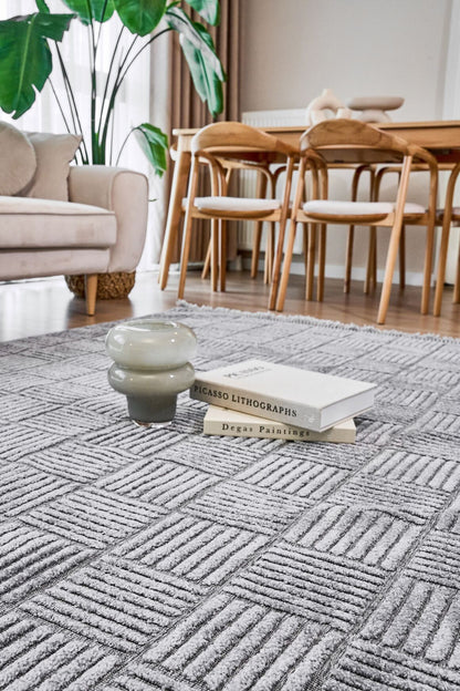  Anemon 6824 Gri - Polyester Dokuma Halı | İskandinav Salon Halısı