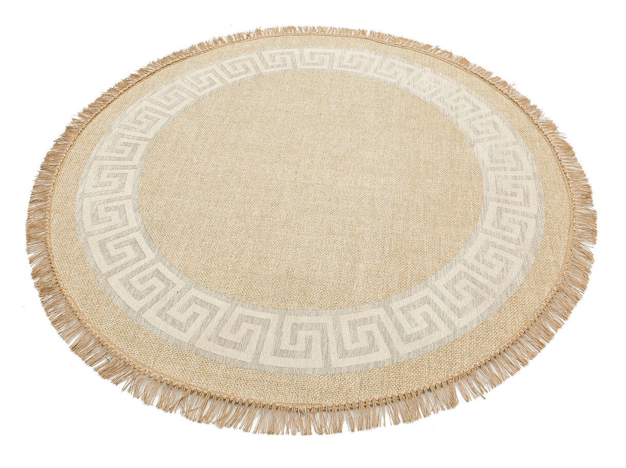 BRK 11 NATURAL WHITE Q  - BROOKLYN - Hasır Görünümlü Kaymaz Renkli Dokuma Modern Kilim