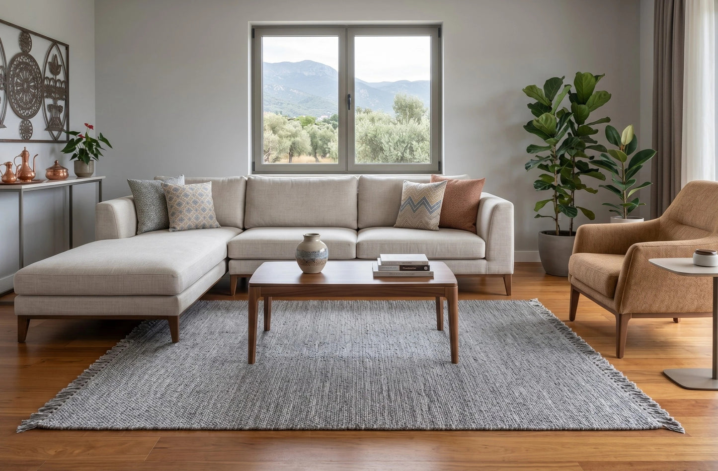 Lupi 407 Gri Sisal Bukle Yumuşak Dokulu Modern Halı