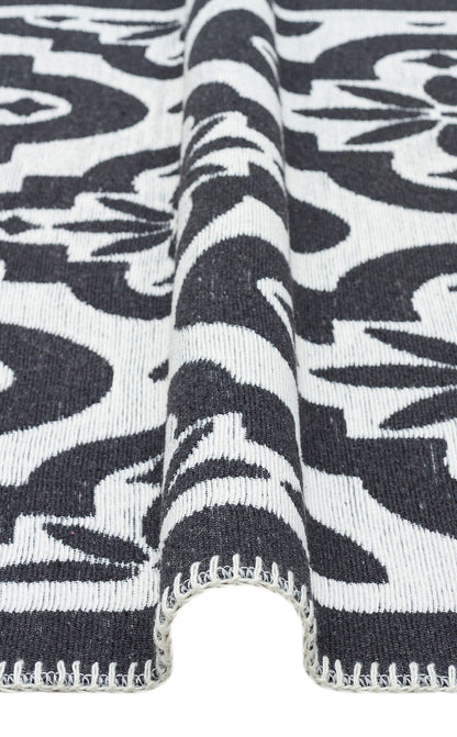 Arya Neo ARN 08 Antrasit Beyaz - Yıkanabilir Çift Taraflı Modern Dokuma Kilim