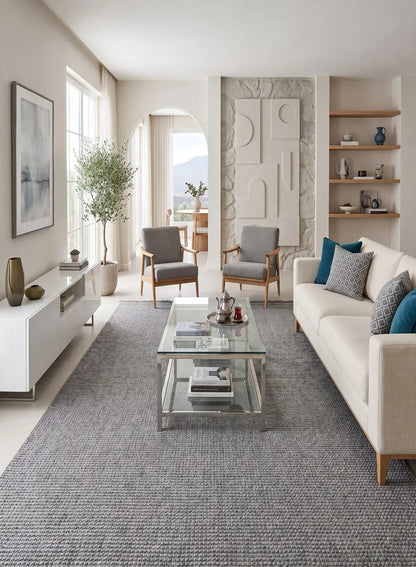 Lupi 408 Gri Sisal Bukle Yumuşak Dokulu Modern Halı