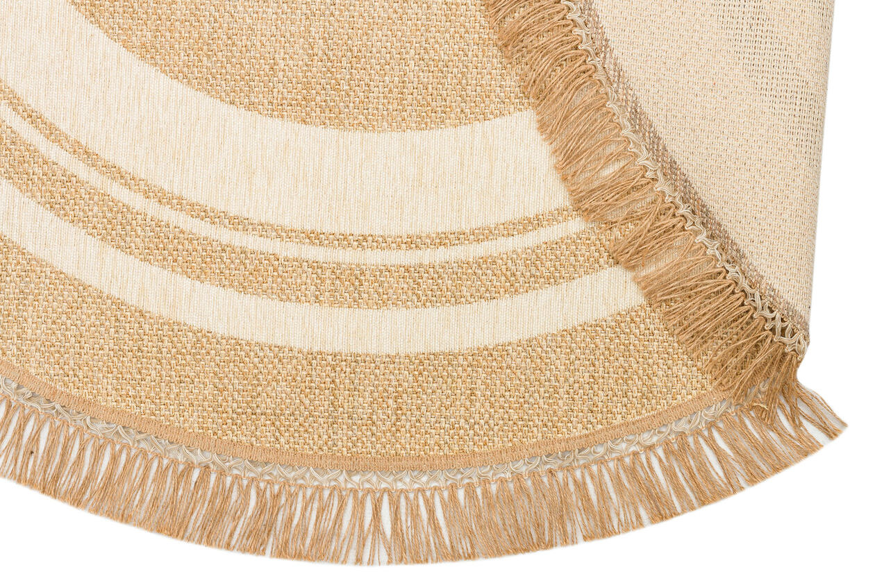 BRK 09 IVORY OV  - BROOKLYN - Hasır Görünümlü Kaymaz Renkli Dokuma Modern Kilim