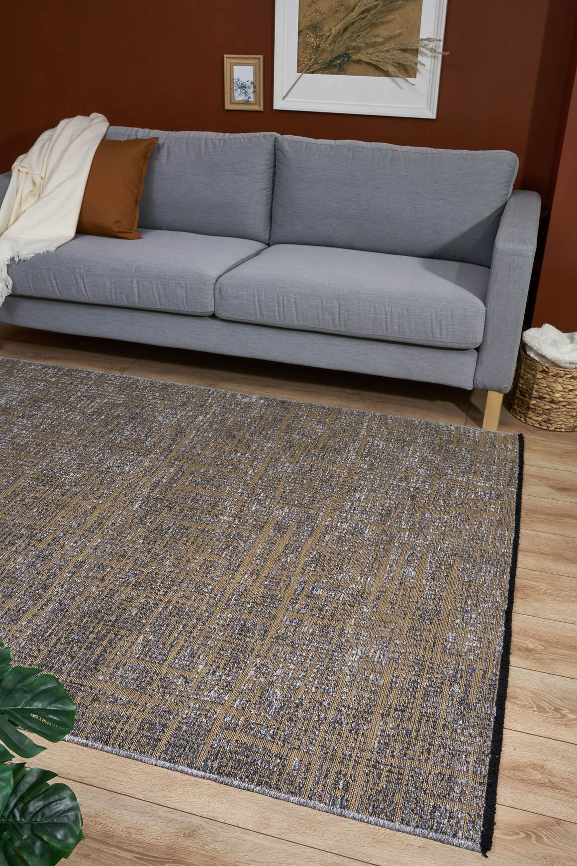 Gloria 4013 Gri - Jüt Halı | Modern Dekoratif Dokuma Halı