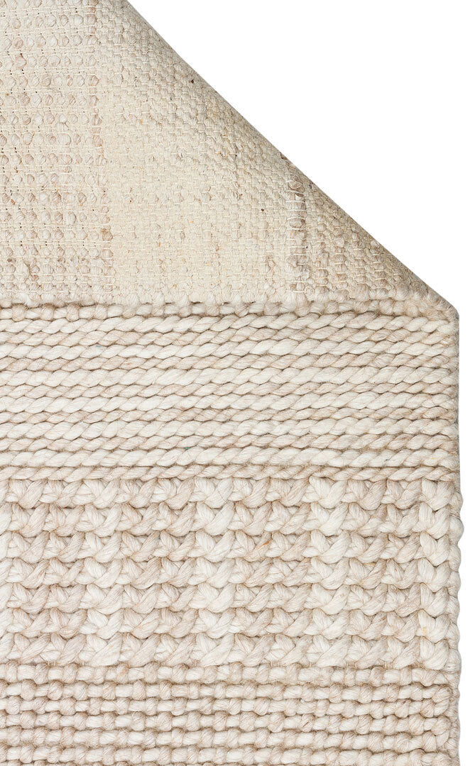 J352 BEIGE  - JADE - Naturel Kazak Örgü Desenli El Dokuma Örgü Halı
