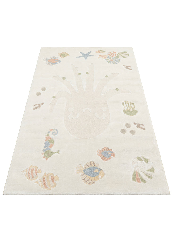 Bambino 01 Krem Multy Pastel Renkli Hav ve Toz Vermeyen Çocuk Halısı