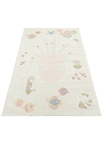 Bambino 01 Krem Multy Pastel Renkli Hav ve Toz Vermeyen Çocuk Halısı
