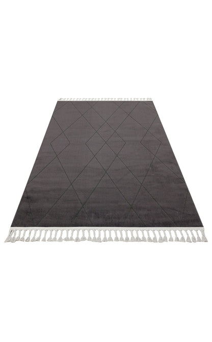 URB 02 BLACK  - URBAN - Etnik Desenlere Sahip Hav Toz Vermez Yumuşak Dokulu Modern Halı