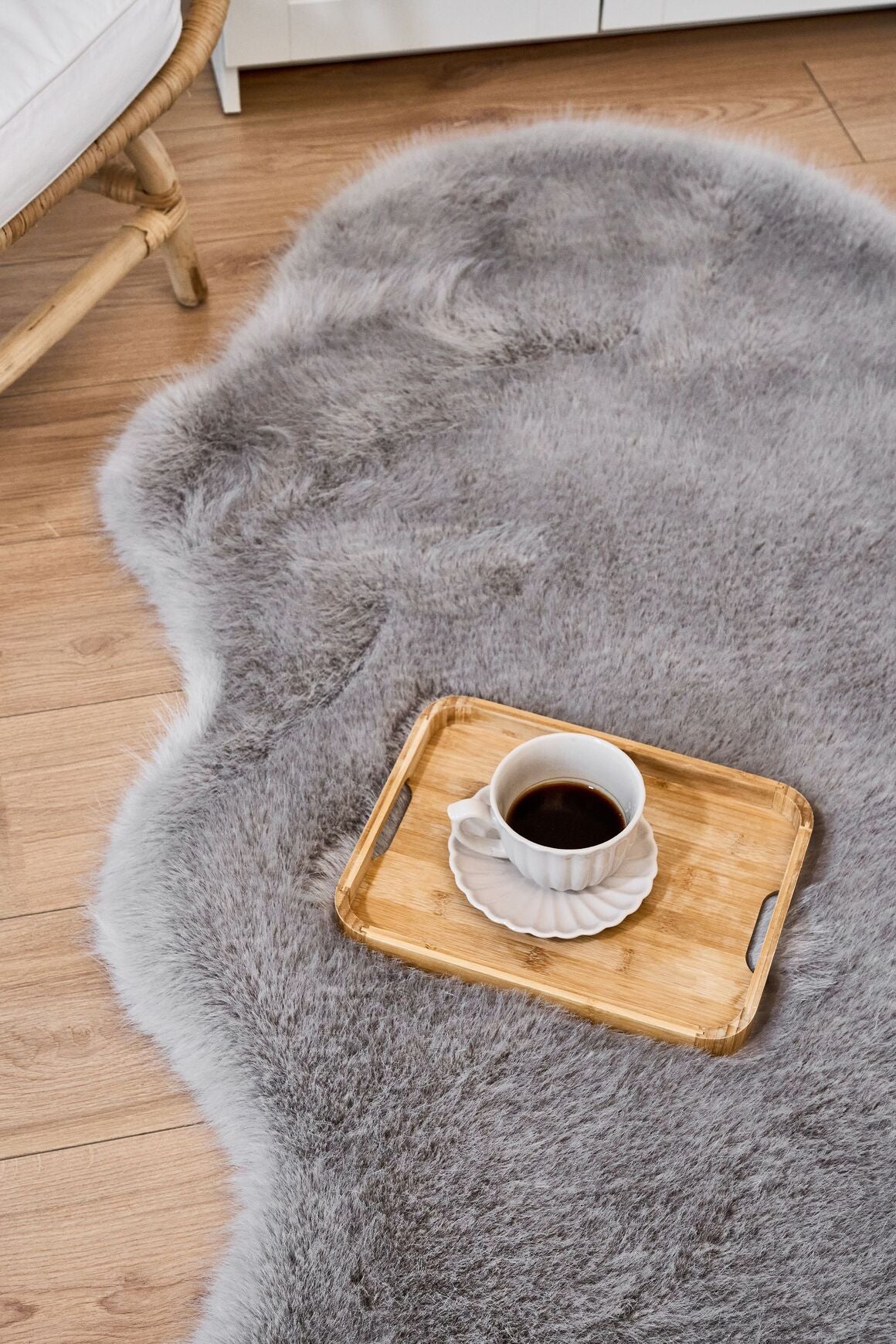 Reiki Gri - Kalın Peluş Halı | Yıkanabilir Süet Tabanlı