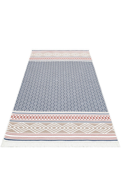Arya AR 26 Lacivert Bej  - Yıkanabilir Çift Taraflı Modern Dokuma Kilim
