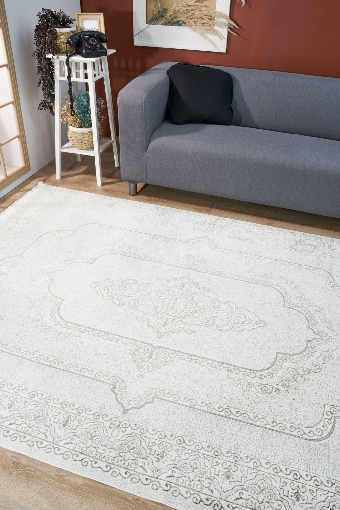 Riena 1122 Latte - Akrilik Polyester Halı | Kaymaz Tabanlı Dekoratif Halı