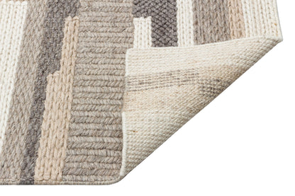 JD 04 BEIGE MULTY XW  - JADE - Naturel Kazak Örgü Desenli El Dokuma Örgü Halı