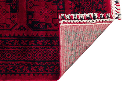 951 RED  - NOSTALJI - Afgan / Yağcıbedir Desenli El Emeği ile Özel Tezgahlarda Üretilen Bambu Uşak Halısı