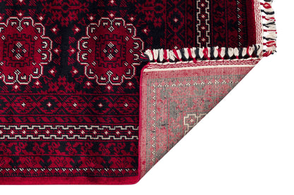 950 RED  - NOSTALJI - Afgan / Yağcıbedir Desenli El Emeği ile Özel Tezgahlarda Üretilen Bambu Uşak Halısı