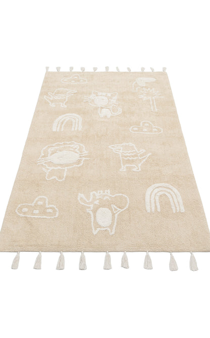 Cotton Boon CBN 16 Bej - Yıkanabilir Kaymaz Naturel Pamuk Bebek Halısı