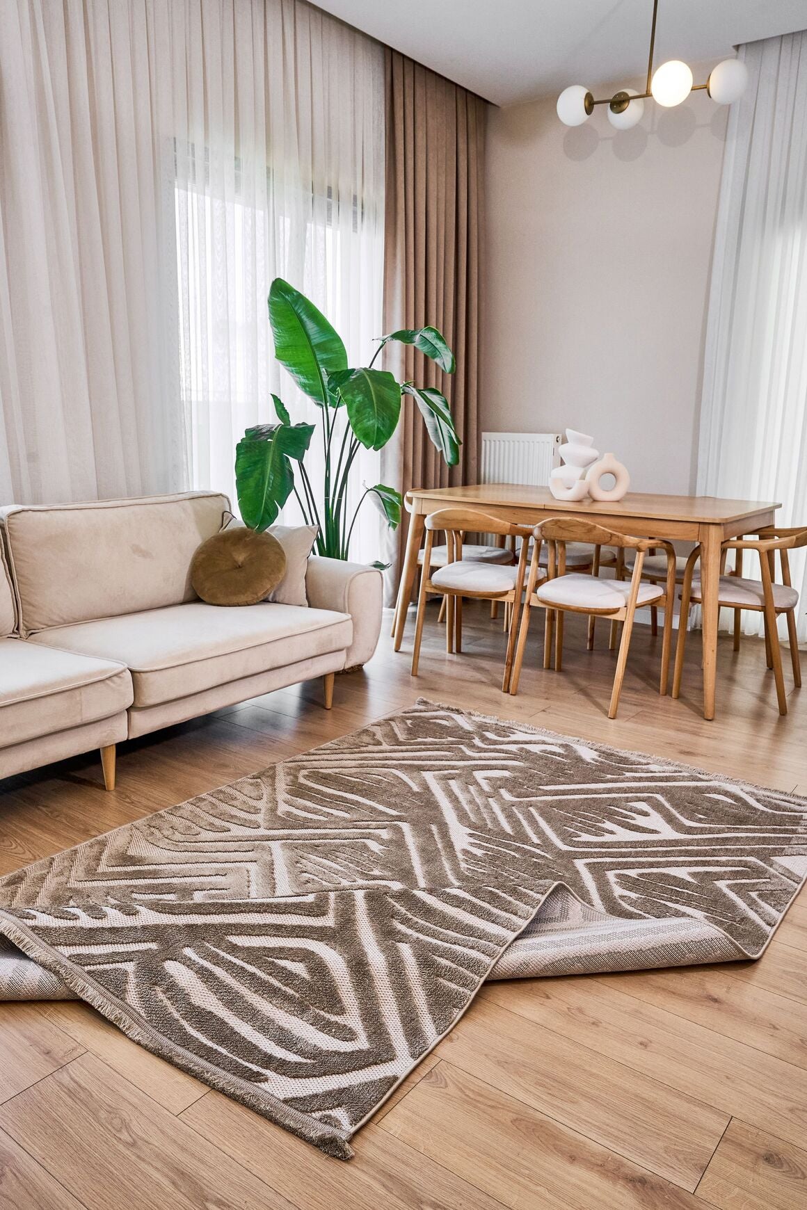 Orion 4222 Bej - Dokuma Halı | Flat Cut Desenli Salon Halısı