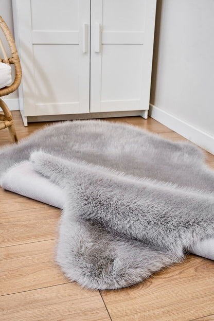 Reiki Gri - Kalın Peluş Halı | Yıkanabilir Süet Tabanlı