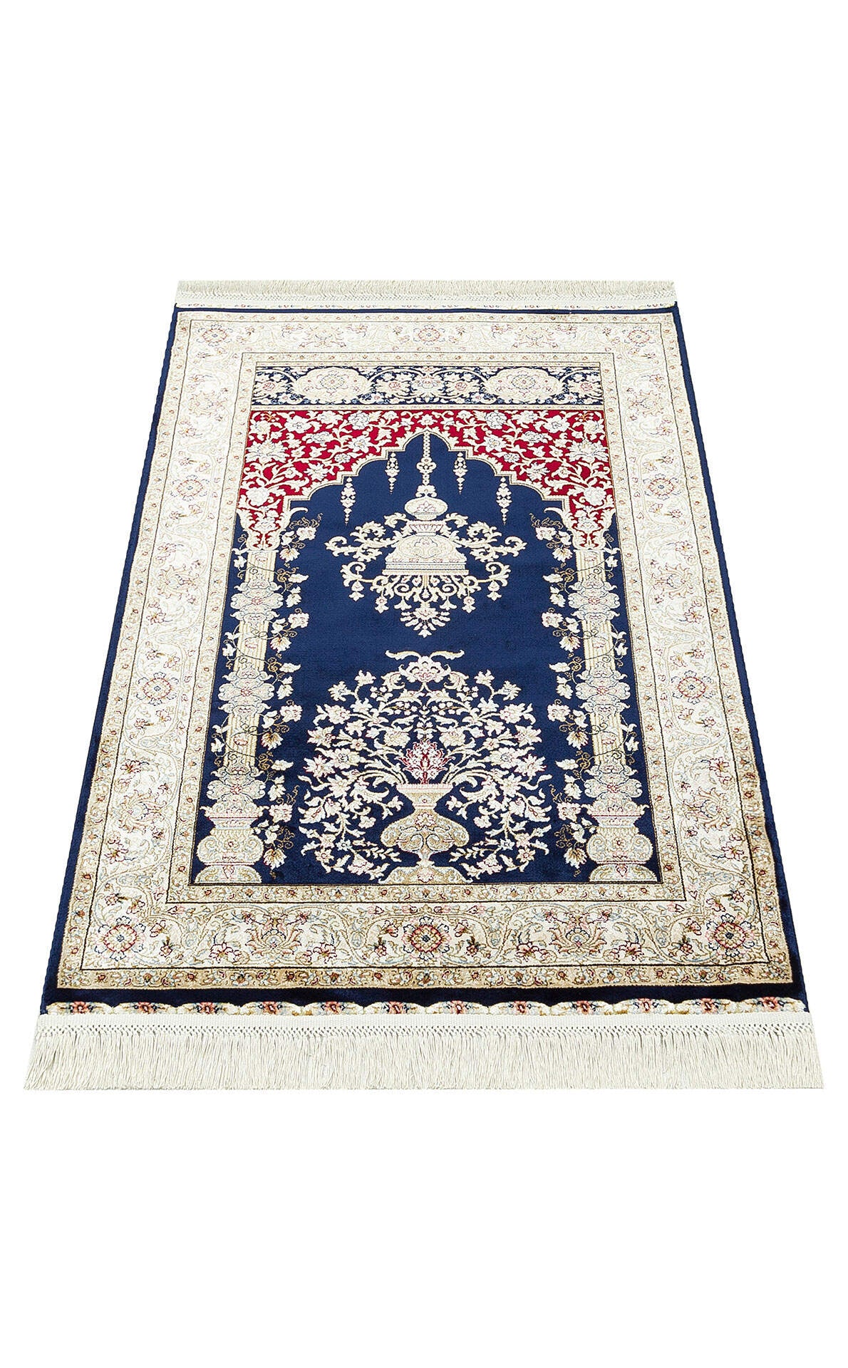 Isfahan Seccade ISF SCD 01 Navy Mavi - Viskon Klasik Desenli Seccade Sık Dokuma Seccade