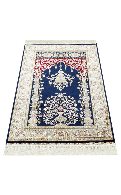Isfahan Seccade ISF SCD 01 Navy Mavi - Viskon Klasik Desenli Seccade Sık Dokuma Seccade