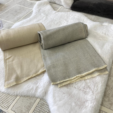 Bahariye Çok Amaçlı Tek Kişilik Battaniye Ekru/Kırık Bezyaz 150 x 210