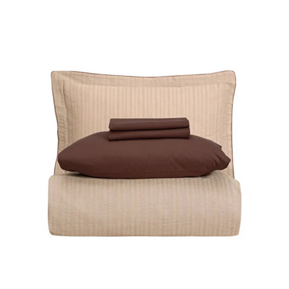 Armürlü Nevresim Takımı Bej Çift Kişilik