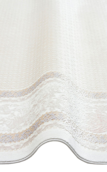 ST 104 BEIGE  - SATEEN - Yıkanabilir Kaymaz Tabanlı Hav Vermez Sık Dokuma Modern Halı