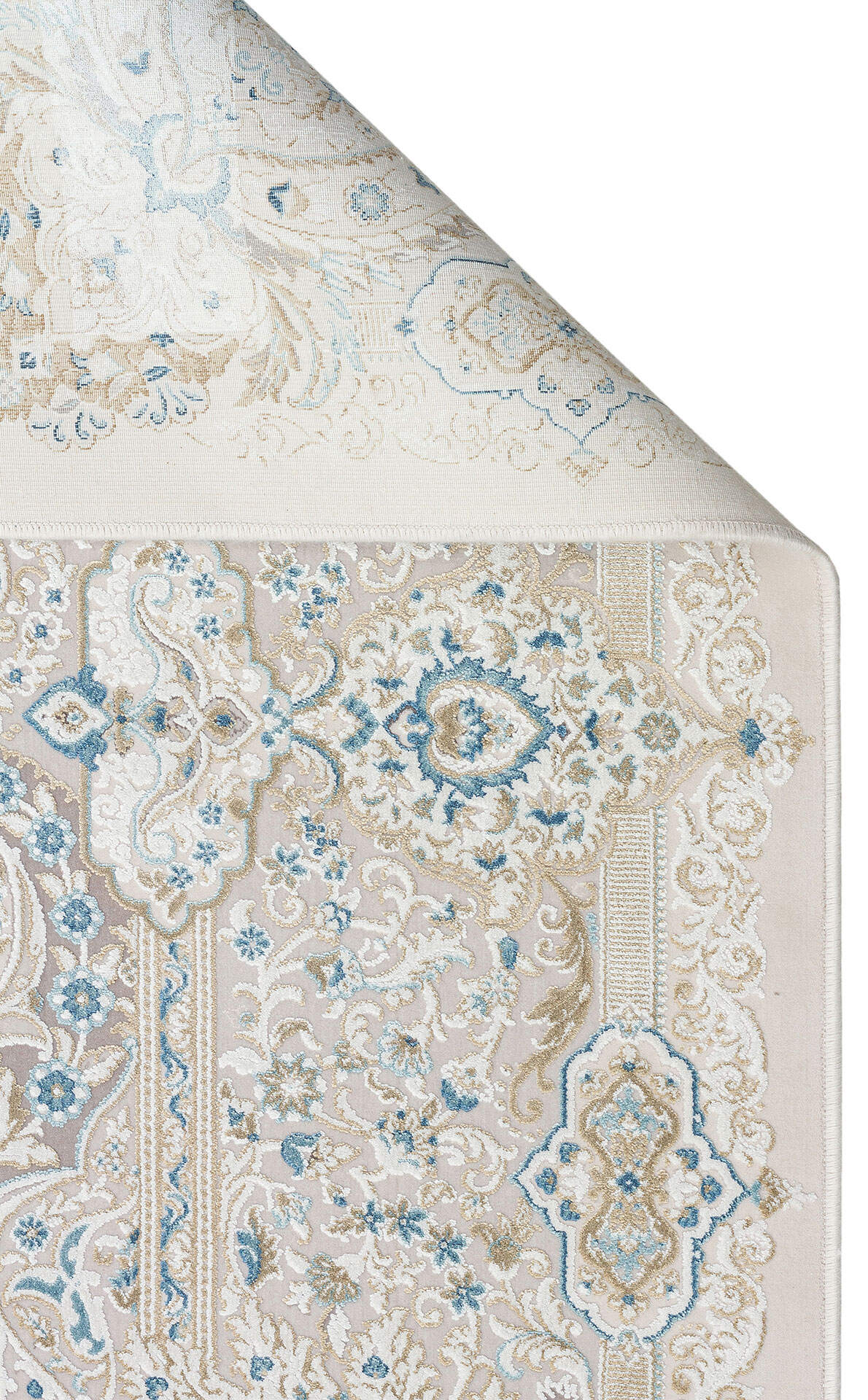 PLM 01 CREAM BLUE  - PALMIRA - Yüksek Kaliteli Sık Dokuma Modern Salon Halısı