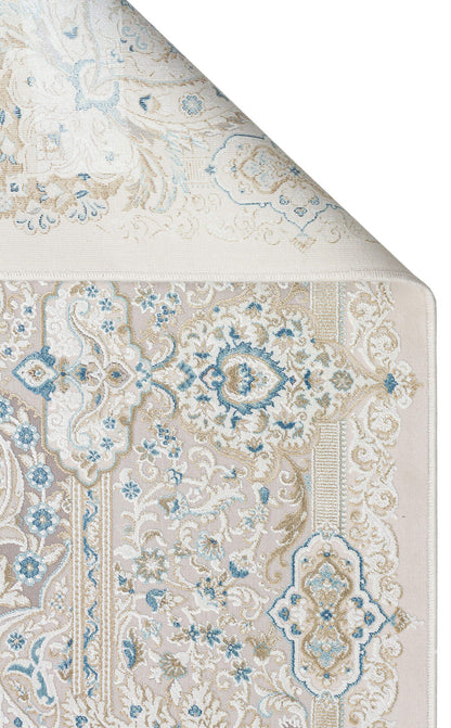 PLM 01 CREAM BLUE  - PALMIRA - Yüksek Kaliteli Sık Dokuma Modern Salon Halısı