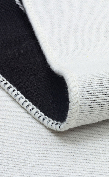 Arya AR 25 Beyaz Siyah - Yıkanabilir Çift Taraflı Modern Dokuma Kilim
