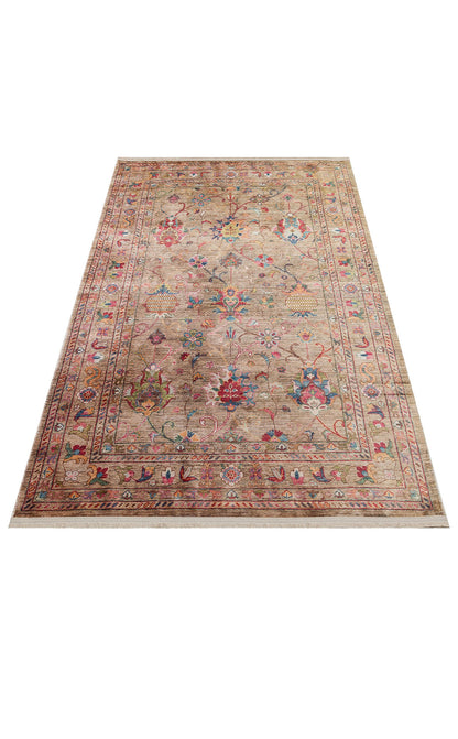Antique ATK 08 Bej - Yıkanabilir Kaymaz Antik Desenli Otantik Kilim