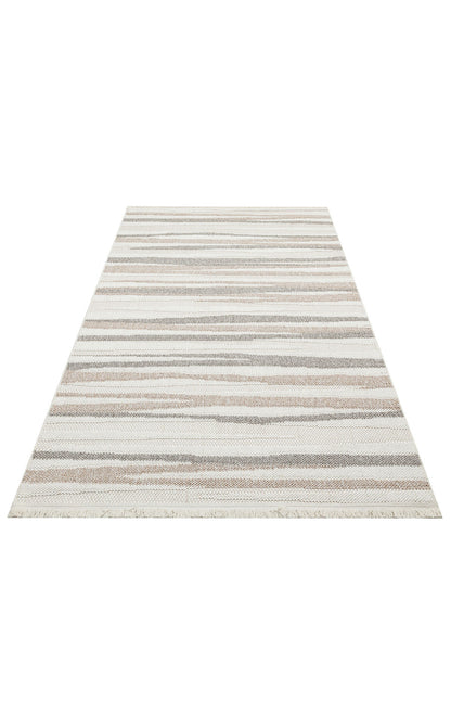 Motto MOT 02 Beyaz Bej - Yumuşak Dokulu Modern Halı