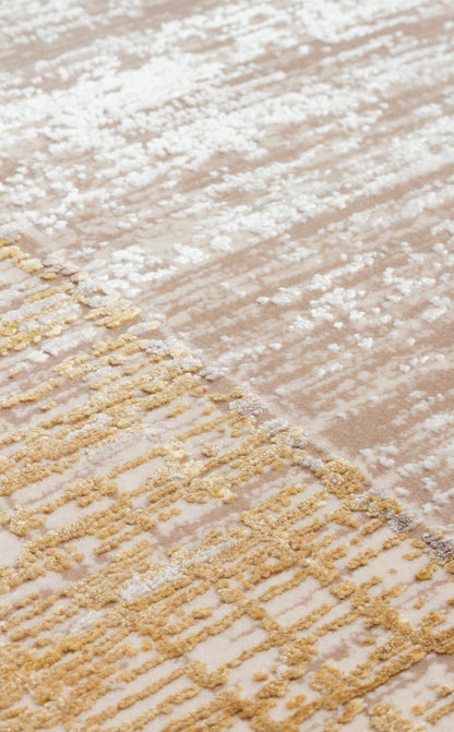 FRESCO DYED FSD 02 Bej Gold - Eskitme Dokulu Işıltılı Salon Halısı