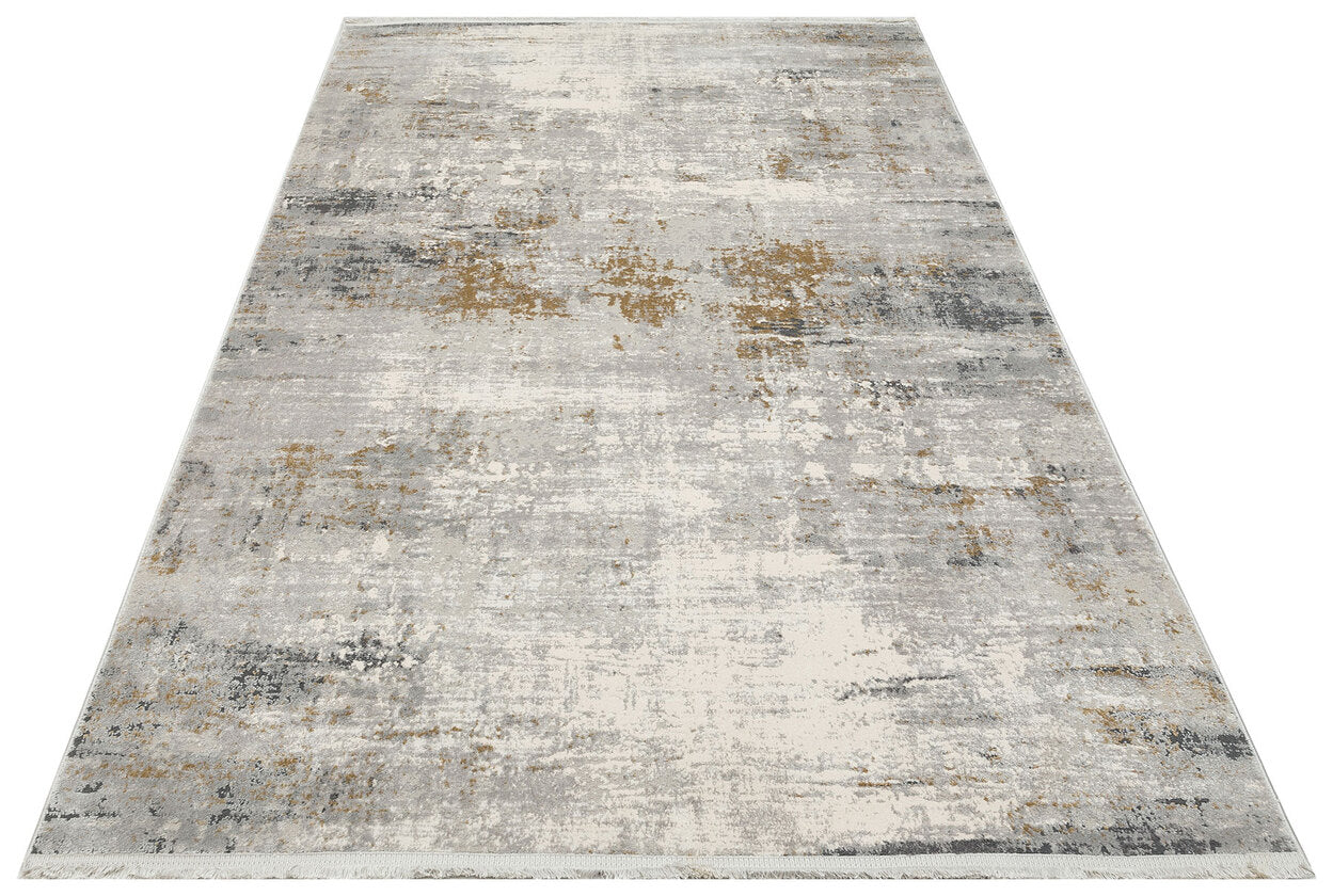 LGS 10 GREY GOLD XW  - LAGOS XW - Hav Toz Vermez Eskitme Desenli Modern Makine Halısı