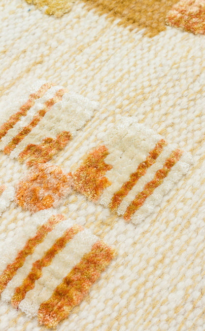 MYK 02 GOLD  - MAYA KILIM - Yüksek Alçak Dokulu, Etnik Motiflere Sahip Yün Kilim