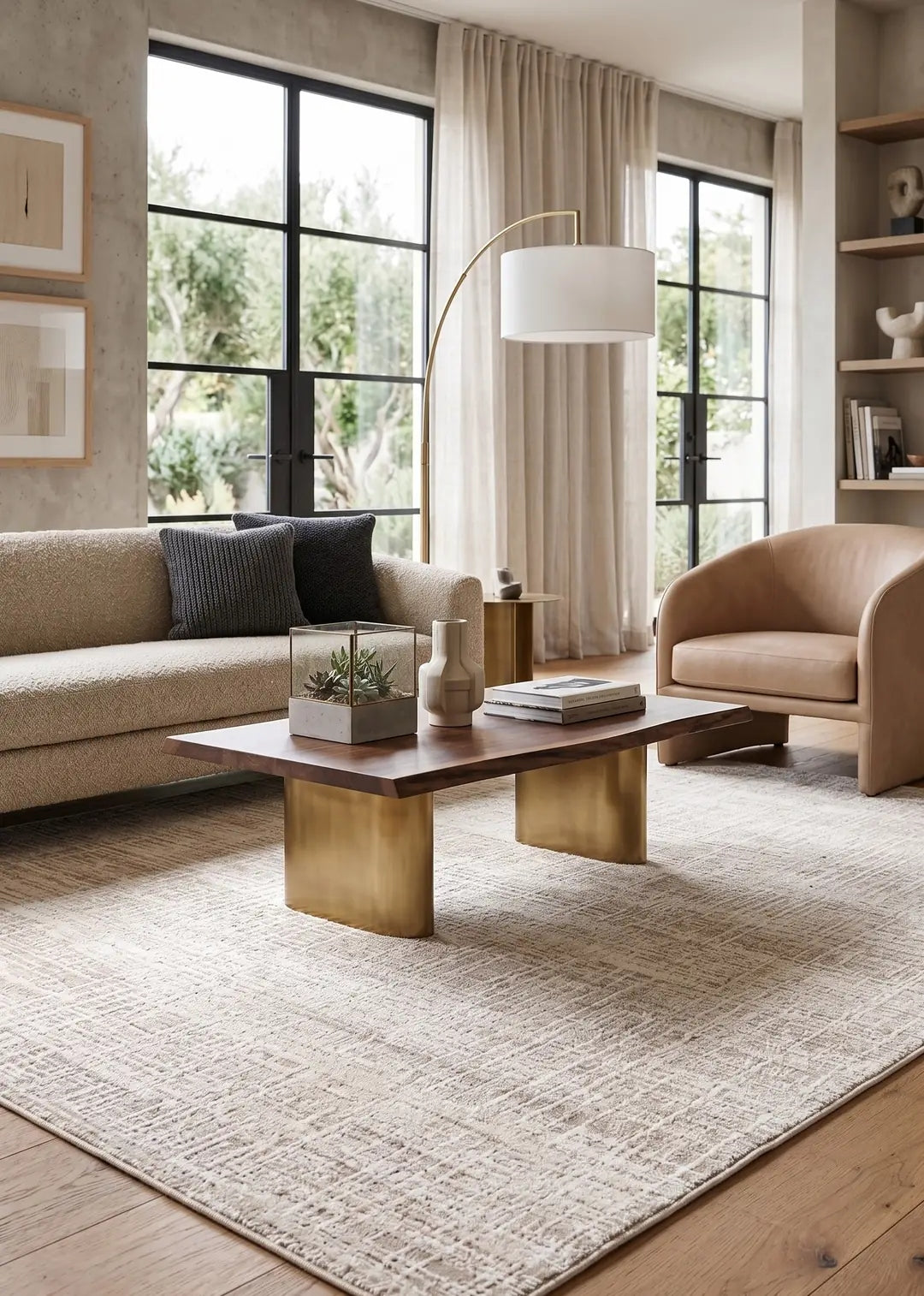Dekor Modern Halı 1057 Bej  Yumuşak Dokulu Saçaksız Salon Halısı