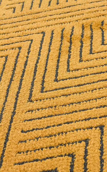 URB 01 GOLD  - URBAN - Etnik Desenlere Sahip Hav Toz Vermez Yumuşak Dokulu Modern Halı