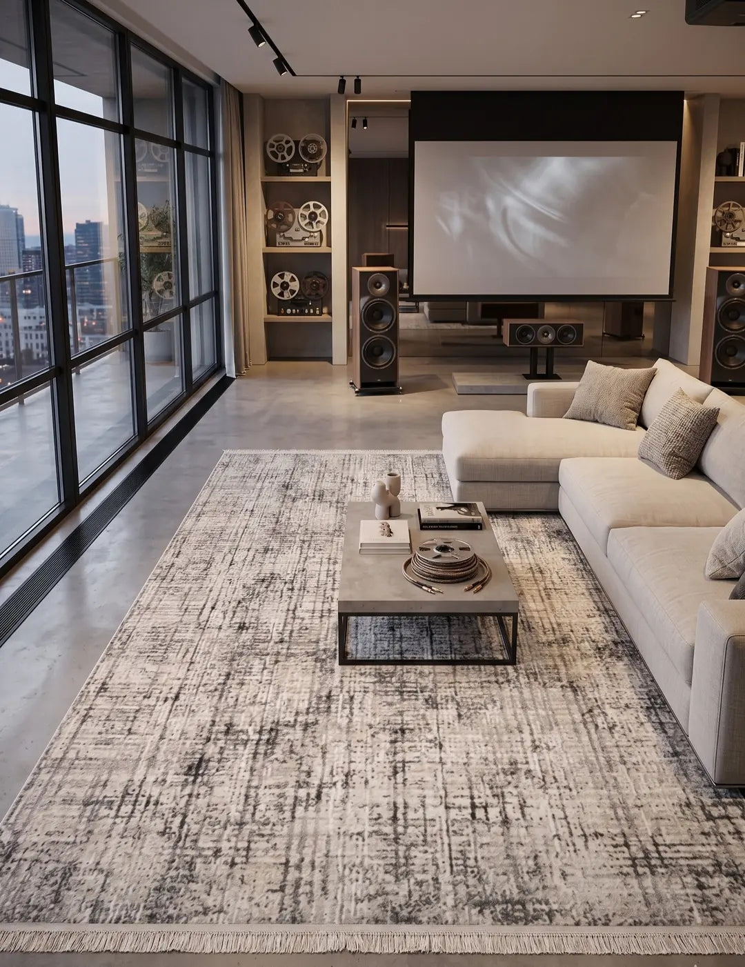 Dekor Modern Halı 1057 Gri Yumuşak Dokulu Saçaksız Salon Halısı