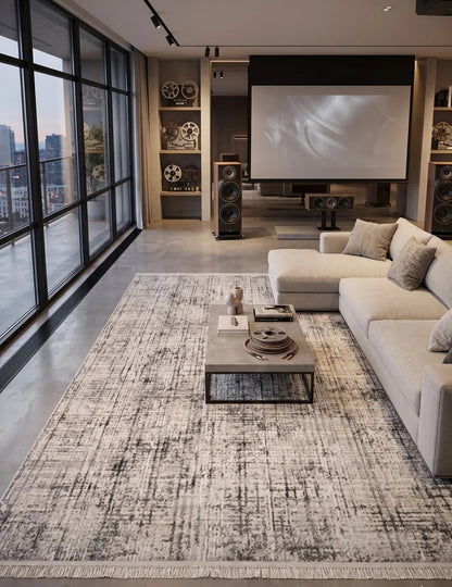 Dekor Modern Halı 1057 Gri Yumuşak Dokulu Saçaksız Salon Halısı