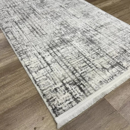 Dekor Modern Halı 1057 Gri Yumuşak Dokulu Saçaksız Salon Halısı