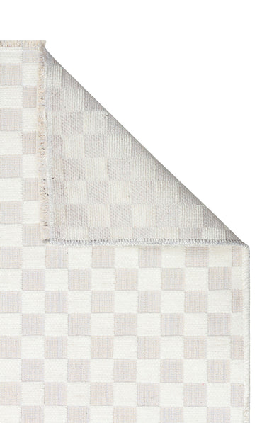 Ada 02 Krem - Yıkanabilir Kaymaz Hav Yapmaz Modern Düz Dokuma Kilim
